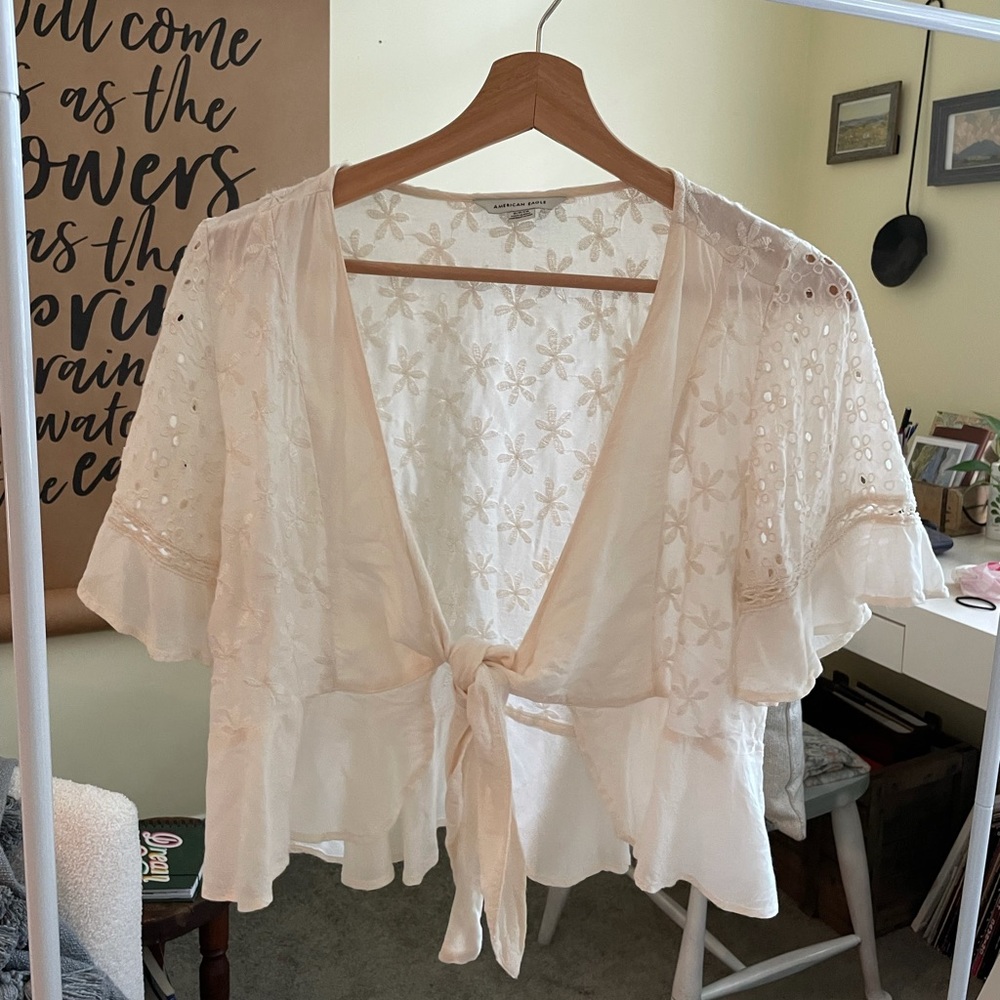 AE Flowy Tie Front Top